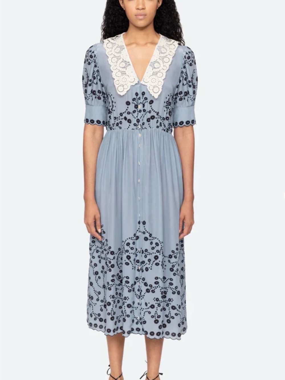 SEA NY Frances Midi Dress with Lace Collar size 6 NWT